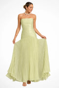 Women's Elegant Pleated Maxi Dress | Strapless Drop Waist Evening Gown