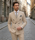 Men's Woven Wedding Suit Set | Elegant Double Breasted Blazer and Tailored Trousers