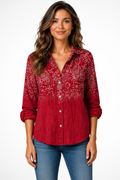 Belladonna | Women’s Bohemian Print Blouse With Roll-Up Sleeves