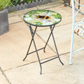 Outdoor Decorative Glass Side Table | Charming Hand-Painted Bee-Themed Accent Table