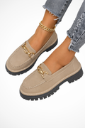 Seraphielle | Women’s Platform Loafers With Gold Chain Accent