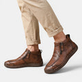 Men's Comfortable Leather Ankle Boots | Stylish Black Side Zip Casual Footwear