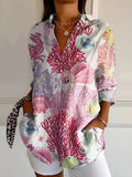 Women's Breathable Cotton Blouse | Elegant Long Sleeve Button-Down Top for All-Day Comfort