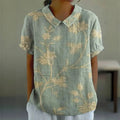 Women's Cotton-Polyester Blend Blouse | Stylish Floral Short Sleeve Summer Top