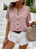 Women's Ditsy Floral Print Blouse | Relaxed Puff Sleeve Summer Top