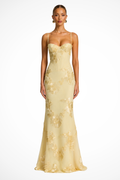 Women's Floral Embroidered Maxi Dress | Structured Corset Cami Gown