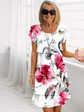 Women's Floral Print Pleated Dress | Elegant Ruffled Summer Dress