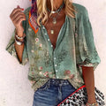 Women's Lightweight Flowing V-Neck Blouse | Relaxed Boho Print Summer Top