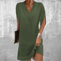 Women's Lightweight Viscose Summer Dress | Flowy V-Neckline Tummy Covering Design