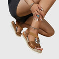 Women's Natural Fabric Wedge Sandals | Comfortable Slingback Espadrille Shoes