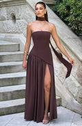 Women's Non-Stretch Chiffon Maxi Dress | Elegant Strapless Summer Formal Gown