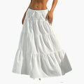 Women's Plain Woven Midi Skirt | Stylish Lace-Up Waist Design for Casual Wear