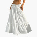 Women's Plain Woven Midi Skirt | Stylish Lace-Up Waist Design for Casual Wear