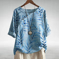 Women's Printed Cotton Blouse | Relaxed Fit 3/4 Sleeve Summer Top