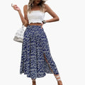 Women's Printed Woven Midi Skirt | Stylish A-Line Design with Side Split