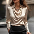Women's Shiny Polyester Blouse | Elegant V-Neck Top for All Occasions