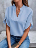 Women's Soft Viscose Blouse | Tailored Cap Sleeve Summer Top | Elegant Flowing Design