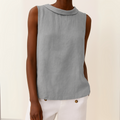 Women's Softly Rolled Collar Blouse | Comfortable Sleeveless Summer Top