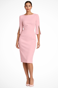 Women's Structured Midi Dress | Bead Detail Split Sleeve Design