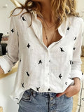 Women's Stylish Printed Polyester Shirt | Comfortable Long Sleeve Button Front Blouse