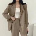 Women's Tailored Blazer Suit Set | Elegant Structured Blazer & Wide Leg Trousers