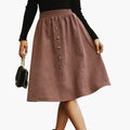 Women's Woven Midi Skirt | Stylish Straight Cut with Button Details