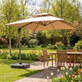 Outdoor Cantilever Parasol with 360° Rotation and Solar LED Lighting