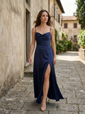 Robe maxi élégante pour femmes | Robe de soirée sans manches à col drapé