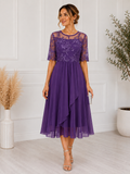 Robe midi en dentelle pour femme | Robe cocktail élégante en ligne A pour occasions spéciales