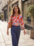 Women's Floral Print Long Sleeve Blouse | Classic Button-Down Top for Year-Round Wear