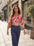 Blouse à manches longues à imprimé floral pour femmes | Haut classique boutonné pour toute l'année