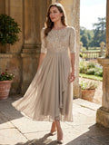 Juliette | Women’s Elegant Midi Evening Dress With Lace Bodice