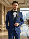 Men's Lightweight Fabric Three-Piece Suit | Slim Fit Wedding Suit with Red Accents
