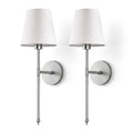 Wireless Wall Sconce Set | Modern Fabric Shade Wall Lights