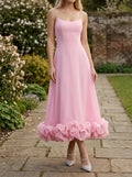 Women's Elegant Fabric Midi Evening Dress | Flattering Ruffle Design