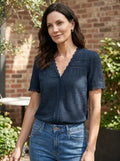 Women's Elegant Lace Blouse | Timeless Long Sleeve V-Neck Top for All Seasons