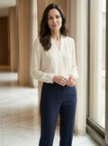 Women's Elegant Satin Puff Sleeve Blouse | Tailored Waist Summer Top