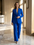 Ensemble blazer sur mesure élégant pour femme | Blazer long blanc avec pantalon large