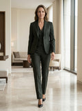 Women's Elegant Three-Piece Suit | Tailored Blazer, Vest & Slim-Fit Trousers | All-Season Stylish Outfit