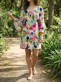 Women's Floral Print Mini Dress | Elegant V-Neck Summer Dress for Special Occasions