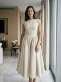 Women's Flowing Midi Dress | Elegant Cap Sleeve Fit and Flare Summer Dress