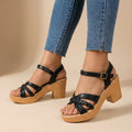 Women's Leather Platform Sandals | Stylish Braided Ankle Strap Footwear