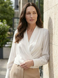 Women's Satin Puff Sleeve Blouse | Elegant V-Neck Top for All Seasons