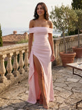 Women's Soft Fabric Maxi Dress | Alluring Off-Shoulder Design with Bold Slit