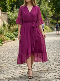 Women's Soft Fabric V-Neck Dress | Elegant Flattering Evening Gown