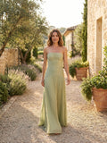 Robe maxi plissée douce pour femmes | Robe d'été verte élégante et fluide