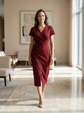 Robe maxi en coton vif pour femme | Robe d'été fluide style cache-cœur