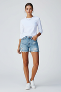 Women's Distressed Denim Shorts | Relaxed Fit Fringe Hem Summer Bottoms