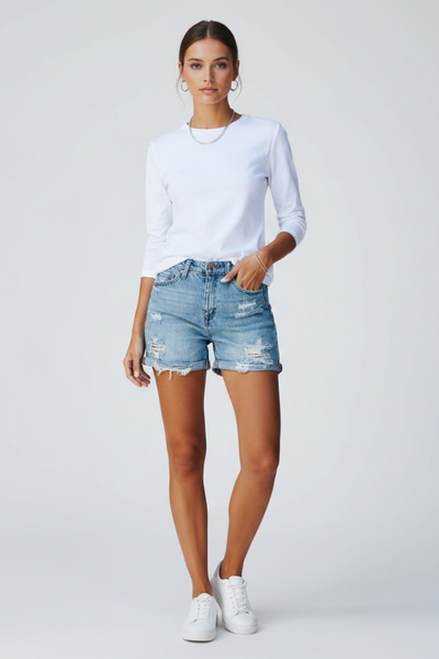 Cynthia | Trendy Relaxed Denim Shorts 0