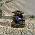 Cascading Garden Water Feature with LED Lights | Mains Powered Outdoor Fountain